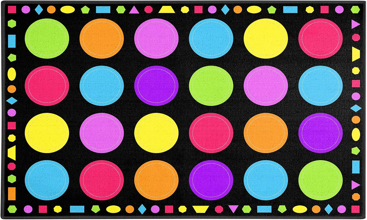 Booooom Jackson Classroom Rug - 7'6''x13'12'' Macaron Calming Circle Preschool Classroom Carpet, Non-Slip & No-Trip Edges, Vibrant Colors for Kids Playroom Floor Mat