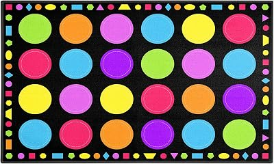 Booooom Jackson Classroom Rug - 7'6''x13'12'' Macaron Calming Circle Preschool Classroom Carpet, Non-Slip & No-Trip Edges, Vibrant Colors for Kids Playroom Floor Mat
