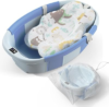 Collapsible Baby Bathtub – Large Baby Bath Tub with Thermometer & Cushion | Travel Portable Newborn Infant Bathtub | Foldable Toddler Bathtub for Baby 0 to 36 Months (Blue)