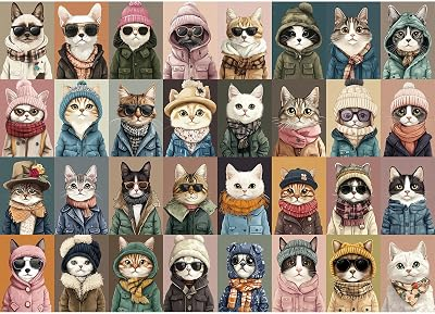 1000 Pieces Jigsaw Puzzles for Adults - Vibrant Cat Faces