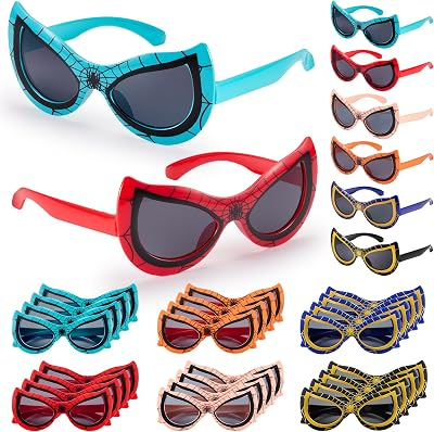 Kids Spider Sunglasses Bulk 24 Pack, Party Favors Gifts for Kids Age 3-8 | UV400 Protection Sunglasses for Boys Girls, Goodie Bags Stuffers for Birthday/Classroom/Pool Party Supplies