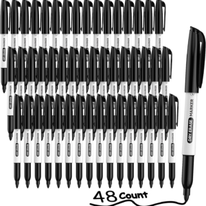 Qicewinly 48 Count Dry Erase Markers Bulk – Black, Fine Tip, Whiteboard Erasable Markers for Students Teachers, Ideal for Classroom, Home, Office, Back to School Supplies