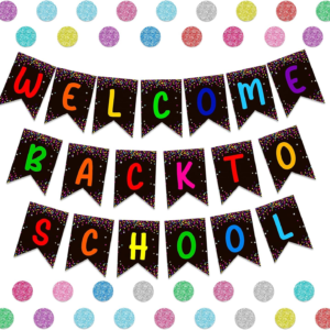 Hohomark 55 PCS Welcome Bulletin Board Classroom Decorations Confetti Pennants Welcome Back to School Banner for Classroom Teacher Supplies
