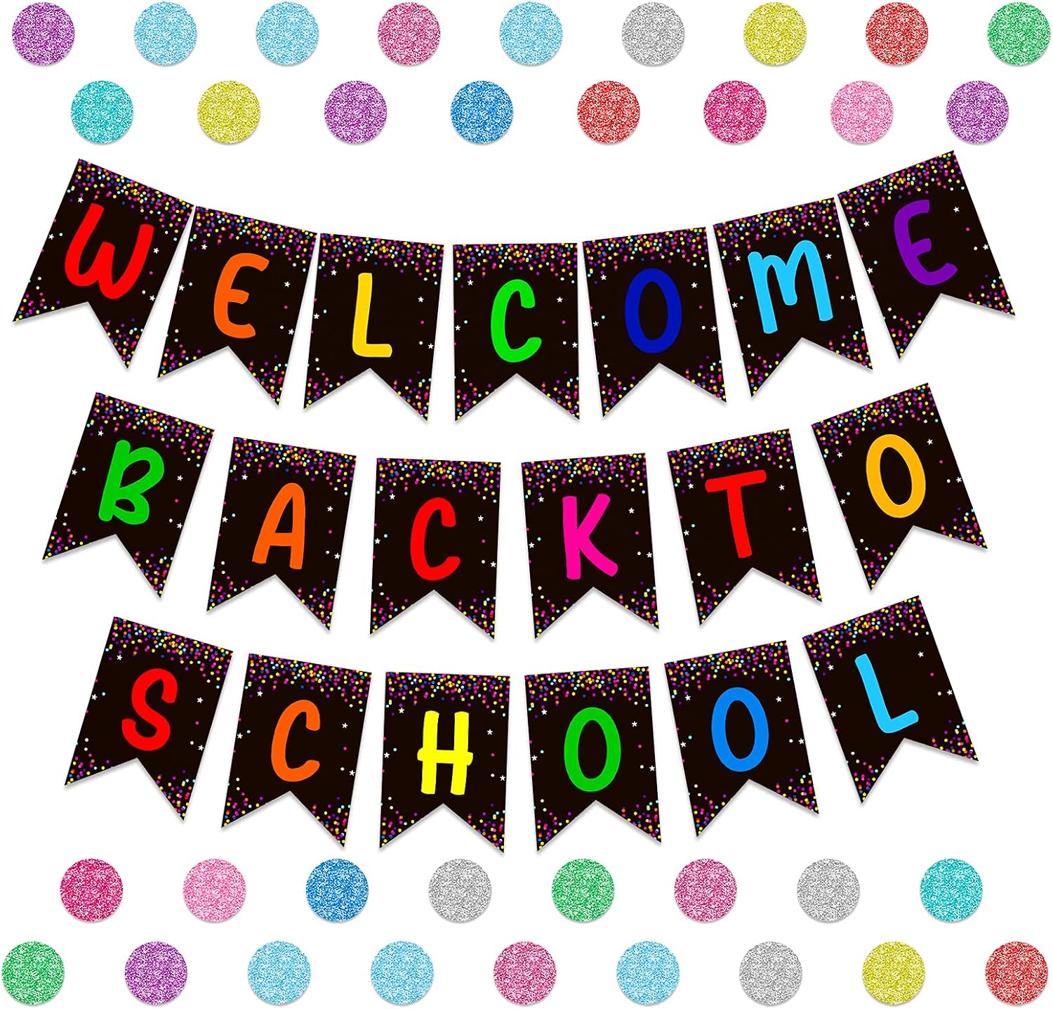 Hohomark 55 PCS Welcome Bulletin Board Classroom Decorations Confetti Pennants Welcome Back to School Banner for Classroom Teacher Supplies