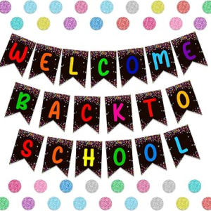 Hohomark 55 PCS Welcome Bulletin Board Classroom Decorations Confetti Pennants Welcome Back to School Banner for Classroom Teacher Supplies