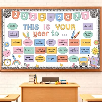 This is Your Year Bulletin Board Set Classroom Decoration Welcome Back to School Composition Bulletin Board Inspirational Cutout for Back to School Classroom Office Chalkboard Wall Decor