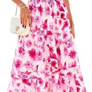 PRETTYGARDEN Womens Floral Short Sleeve Maxi Dress