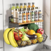 Magnetic Shelf for Fridge with Wood Lid, Fruit Potato and Onion Storage Bins, Pantry Organizers and Storage, Strong Magnetic Spice Rack for Refrigerator, Kitchen Counter and Laundry Room