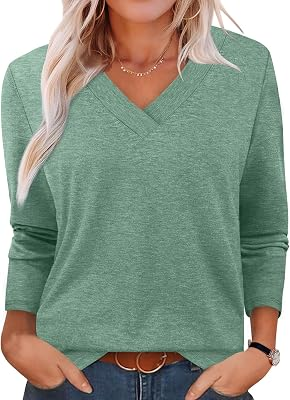 XIEERDUO V Neck Long Sleeve Shirts