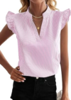 NILOINE Womens Striped Ruffle Cap Tops
