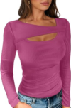 ANRABESS Womens Ribbed Cutout Shirts