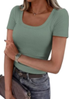 PRETTYGARDEN Womens Summer Short Sleeve Scoop Neck Tops
