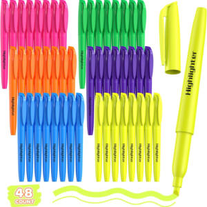 Qicewinly 48 Count Highlighters Bulk – 6 Assorted Bright Colors, Chisel Tip, No Bleed & Quick Dry, Ideal for Note Taking, Studying, School, Office, Student & Teacher Supplies
