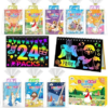 ZMLM Rainbow Scratch Party Favors Kids: Birthday Gifts Toy Bulk Scratch Art Notebook Birthday Goodie Bags Stuffers Girls Boys Art Craft Kit Pads Classroom Prizes School Teacher Return (Christian, 24)