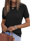 PRETTYGARDEN Womens Short Sleeve Sweater