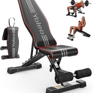 YOLEO Adjustable Weight Bench for Home Gym, ASTM-Certified 827LBS, 98% Pre-Assembled, Foldable Gym Bench with 84 Positions Incline Decline Flat, Wider Seat