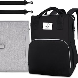 Diaper Bag with Changing Pad, Large Baby Bags Backpack with Stroller Straps & Insulated Pockets, Multifunction Waterproof Travel Diapers Back pack for Women & Man, Black