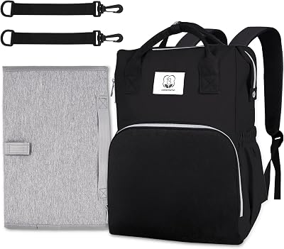 Diaper Bag with Changing Pad, Large Baby Bags Backpack with Stroller Straps & Insulated Pockets, Multifunction Waterproof Travel Diapers Back pack for Women & Man, Black