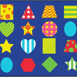 ABCarpet Classroom Rug 7’6″ x 13’1″ Blue Educational Area Rug with Different Shapes, Seats 24 Students, Washable & Non-Slip Carpet for Elementary School, Daycare, Nursery, Library Reading