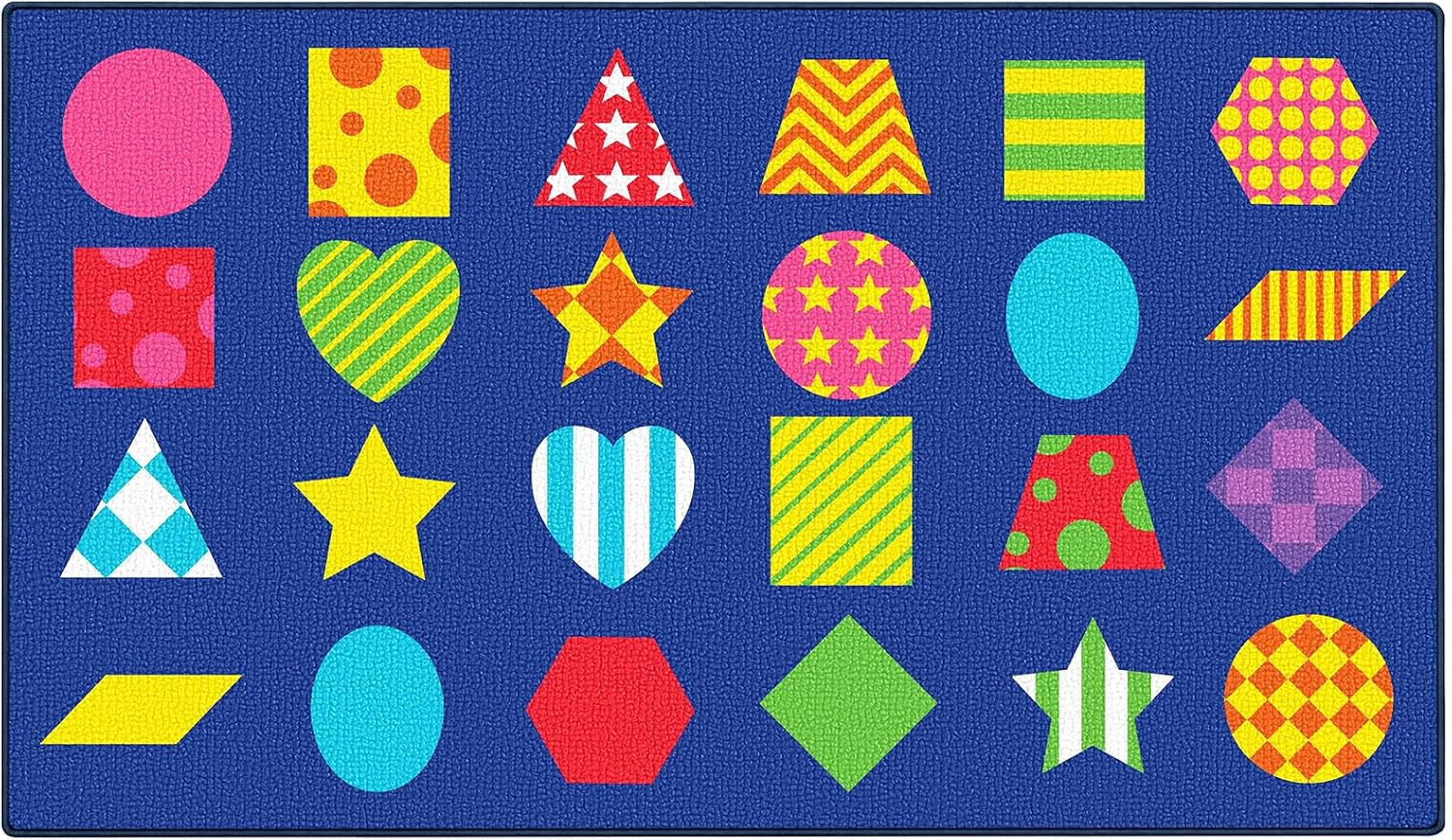 ABCarpet Classroom Rug 7'6" x 13'1" Blue Educational Area Rug with Different Shapes, Seats 24 Students, Washable & Non-Slip Carpet for Elementary School, Daycare, Nursery, Library Reading