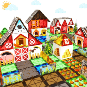 Magnetic Tiles Farm Animal Toys Set for Toddles Kids, Montessori STEM Toys for 3+ Year Old Boys Girls, Magnetic Building Blocks, Construction Sensory Magnets Games Educational Birthday Toys Gifts