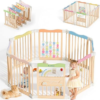 BLUEWOOD Foldable Wooden Baby Playpen
