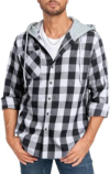 CEOUTDOOR Mens Hooded Flannel Shirt