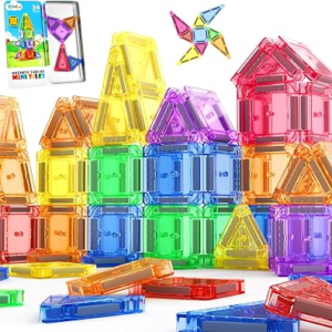 Magnetic Tiles Mini Travel Toddler Toys Magnetic Blocks Building for Kids | Birthday Gift for Boys & Girls 3+ Year Old, Toddler Travel Essential, Preschool Classroom Must Haves, Outdoor Learning Toys