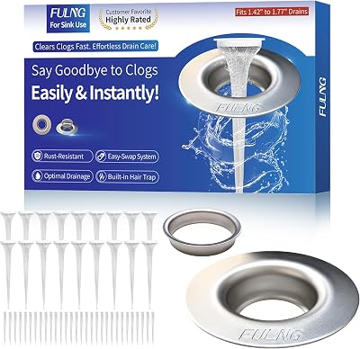FULNG Bathroom Sink Srain Strainer,Anti-Clog Strainer,No-Touch Quick Replacement with 20 Draiin Net and 30 Simple Nets,Stainless Steel Filter Hair Catcher,Washstand Drain Stopper f