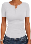 ANRABESS Womens Short Sleeve Henley Shirts