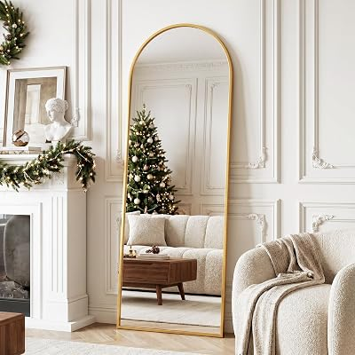Full Length Mirror, 58" x 20" Arched Full Body Mirror Large Standing Floor Mirrors, Mirrors for Bedroom, Bathroom, Living Room Standing or Wall Leaning, Gold
