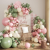 Pink and Green Balloon Arch Kit for Boho Baby Shower Decorations | Sage Green Dusty Pink Rose Gold Sand White Balloons for Wedding Bridal Shower Birthday Party Decorations,124Pcs