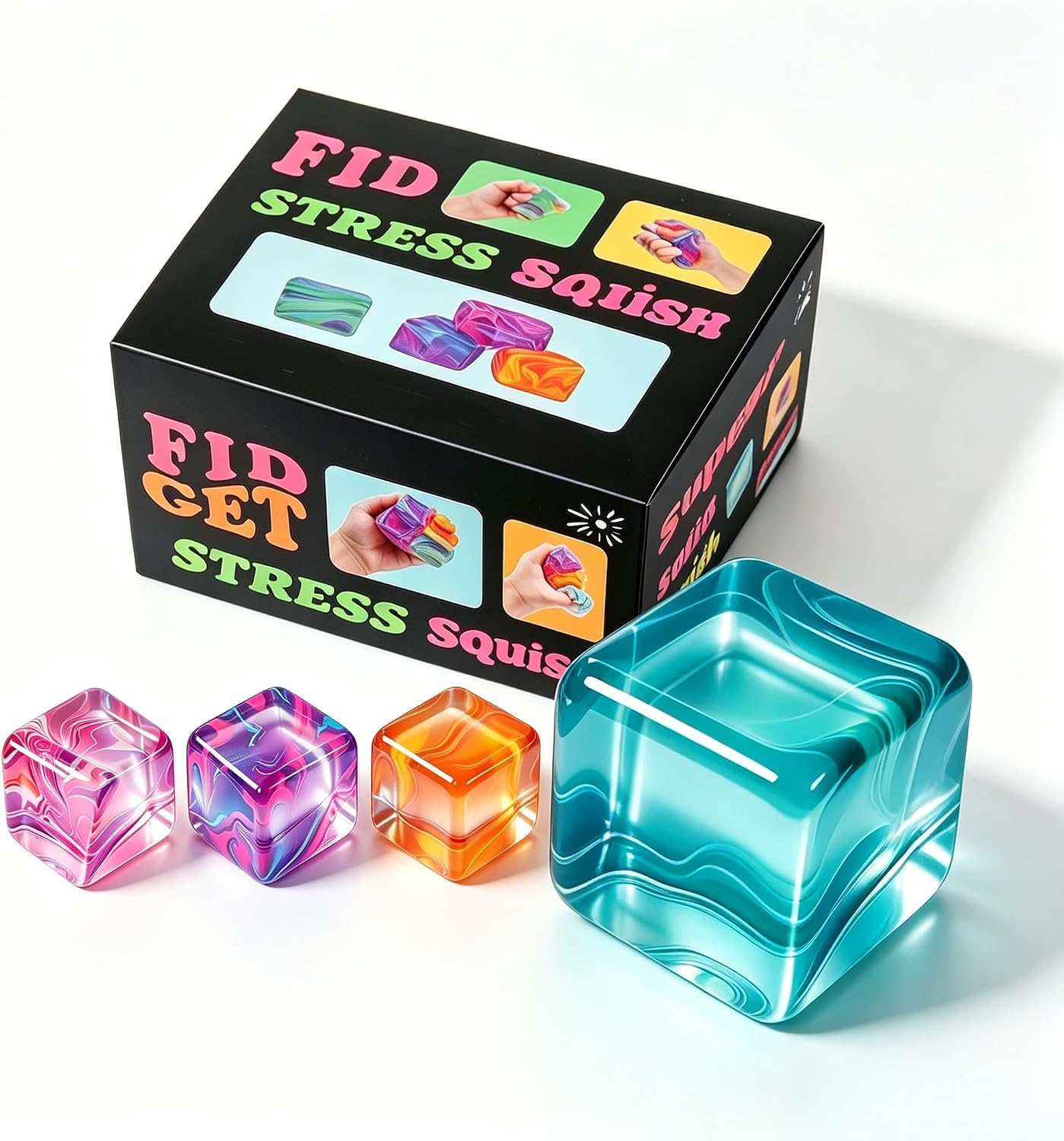 1 Pack Fidget Toys Squishy Stress Cube, Stress Balls for Kids Adults Squishies Stress Relief, Ice Sugar Sensory Toys for Kids with Autism, Fidgets for Classroom Prize Toys(Green,1 Pack)