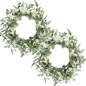 PINKPUM 2 Pack Wreaths for Front Door