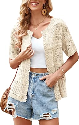 ECOWISH Women Summer Crochet Cardigans