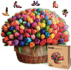 LEOGOR Wooden Jigsaw Puzzles for Adults 200 Pieces (13 × 10.7 in), Rainbow Tulip Puzzle, Extra-Thick 5mm Wood, Floral Mosaic with Unique Shapes, Relaxing Artistic Gift for Adults and Teens
