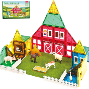 Magnetic Tiles for Kids, 50Pcs Farm Building Set, Gift for Boys & Girl