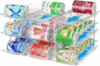 BingoHive Can Organizer for Pantry Stackable 3 Tiers Can Storage Organizer Pantry Soda Can Organizer for Fridge 36 Cans Rack Automatic Rolling Canned Food Organizer for Refrigerator Kitchen Clear