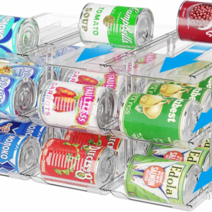 BingoHive Can Organizer for Pantry Stackable 3 Tiers Can Storage Organizer Pantry Soda Can Organizer for Fridge 36 Cans Rack Automatic Rolling Canned Food Organizer for Refrigerator Kitchen Clear