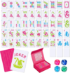 Soulchen 168 Pcs PVC American Mahjong Playing Cards, Large Print Waterproof Card Set with 4 Dice & Storage Case, Easy-to-Read for Adults, Seniors, Mahjong Clubs, Travel, Gift Giving (Classic,Hot Pink)