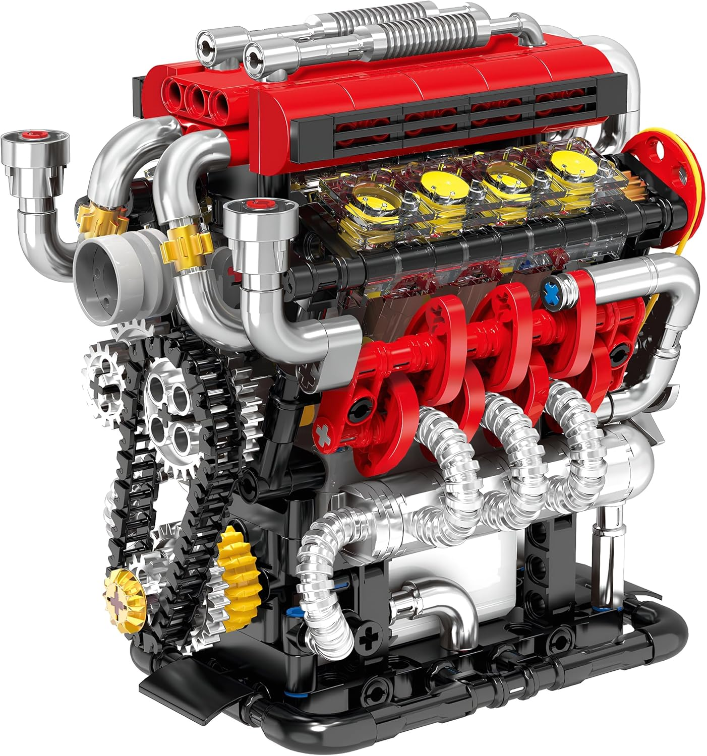 HXBIU Small V8 Engine Model Kit that Runs- 538-Piece Mini Engine Building Set with Rechargeable Electric Motor, Finely Crafted Parts, STEM DIY Technic Model for Adults & Kids Ages 14+