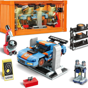 Technic Racing Car Building Toy Set with Car Repair Station+Container Box