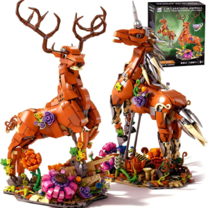 MENTOJOY 2-in-1 Magical Unicorn & Deer Building Set 1367 Pieces Flower Base Fantasy Animal Model, Educational stem Toy & Desktop Decoration Gift for Kids Ages 6+
