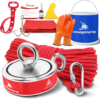 Heavy Duty Magnet Fishing Kit, 2600LB Double-Sided Magnet and 98ft Rope