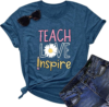 YI XIANG RAN Teacher Graphic T-Shirt Summer Teacher Gift Teach Love Inspire Shirt Womens Inspirational Tees Tops (Blue-2, Small)