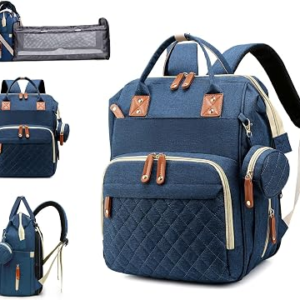Awanhe Baby Diaper Bag Backpack with Changing Station, Waterproof Bags for Boys & Girls, USB Charging Port, Blue
