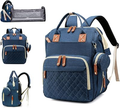 Awanhe Baby Diaper Bag Backpack with Changing Station, Waterproof Bags for Boys & Girls, USB Charging Port, Blue