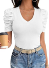 UNCLECAT Womens Puff Short Sleeve Tops