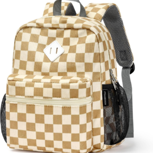 STEAMEDBUN Corduroy Toddler Backpack for Girls Boys 2-4, Kids Preschool Backpack for Kindergarten – Checkered