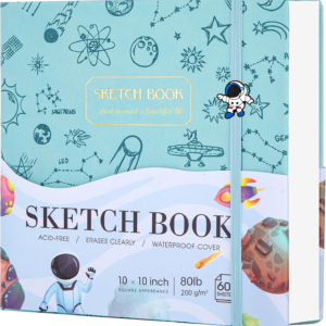 FLYING EAGLE Sketch Book, Square Hardcover Sketchbook for Kids,10×10, Blue